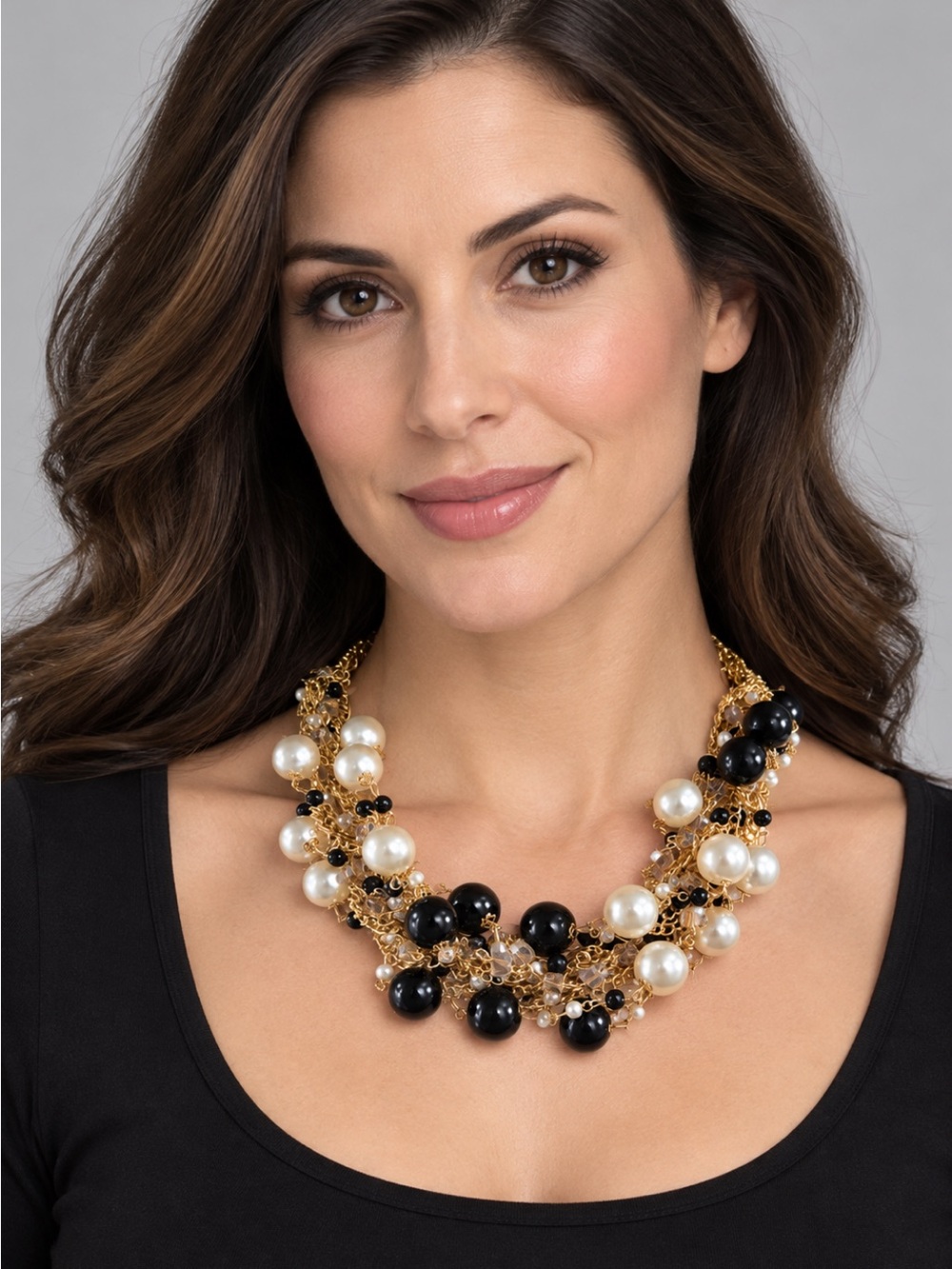 Black And White Faux Pearl Necklace